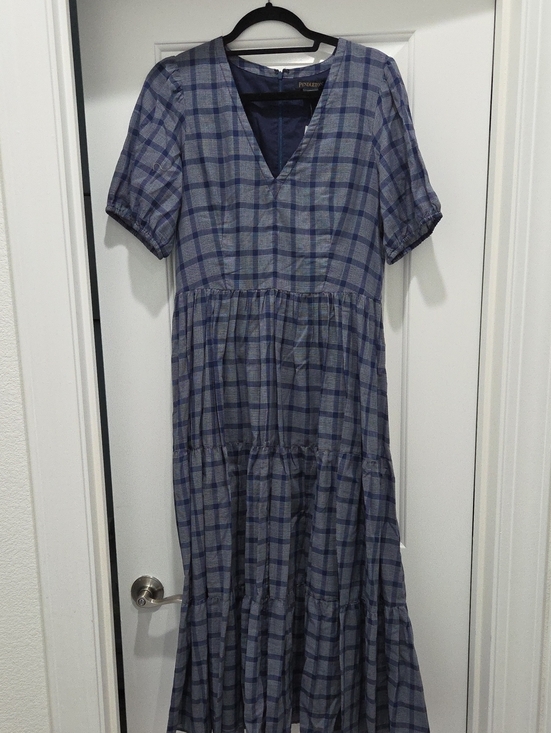 Pendleton Dresses & Skirts - Pendleton Blue Plaid V-Neck Tiered Maxi Dress